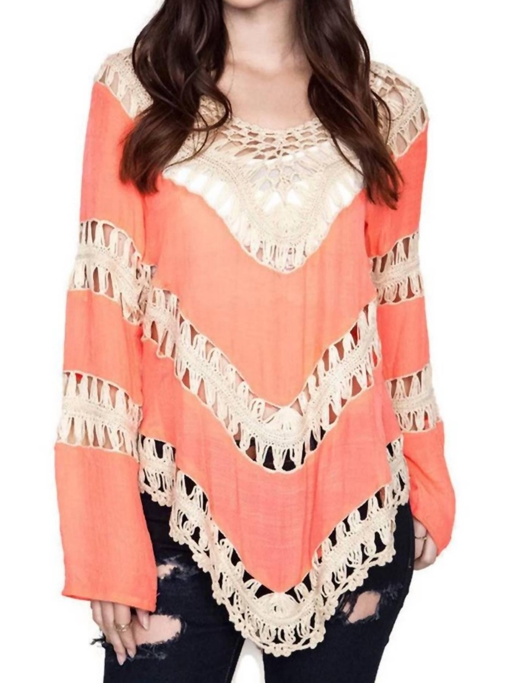 Umgee Crochet Trim Tunic Top - Picture 2 of 8